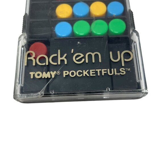 Tomy Pocketfuls Rack Em Up Travel Puzzle Game Ages 5+ 1987 Vintage Handheld - Picture 3 of 6